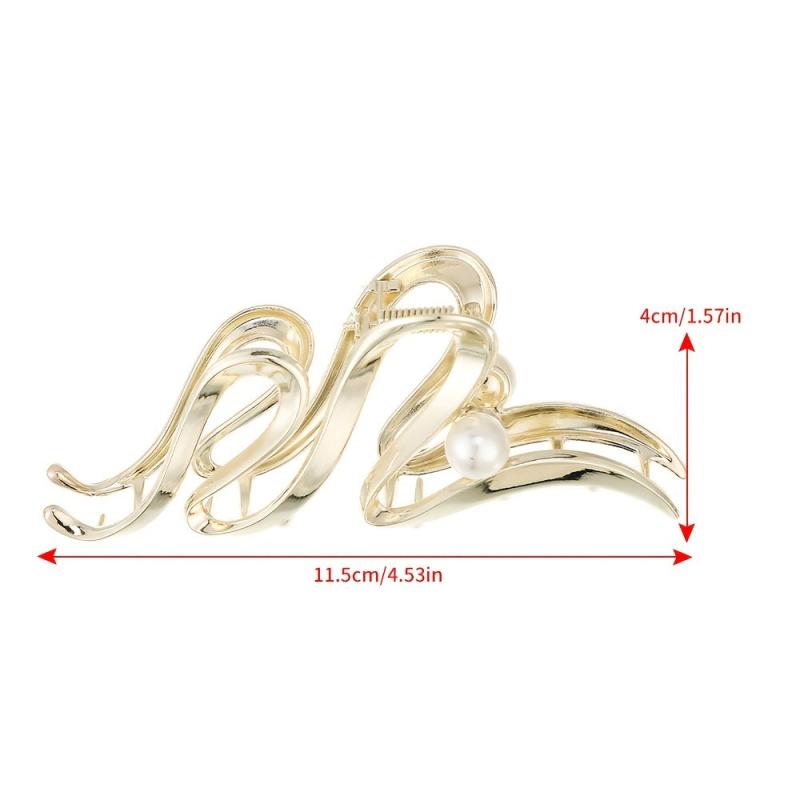 Wavy Faux Pearl Hair Claw Clip Non Slip Strong Hold Grip Hair Jaw Clip