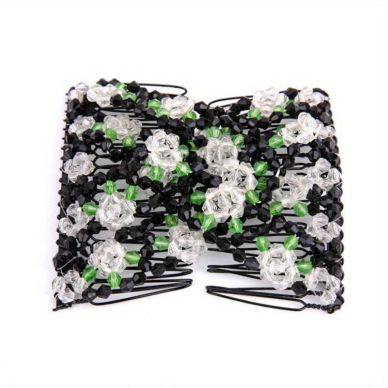 Crystal Beaded Hair Comb For Side Hair Rose Hair Pin Women Hair Comb Pin
