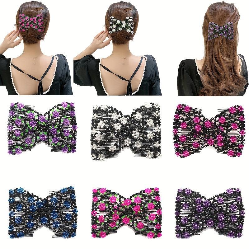 Crystal Beaded Hair Comb For Side Hair Rose Hair Pin Women Hair Comb Pin