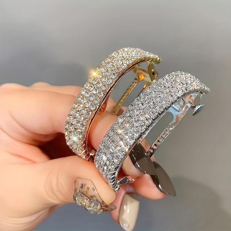 4 Pcs Rhinestone Hair Cuff Barrette Ponytail Holder