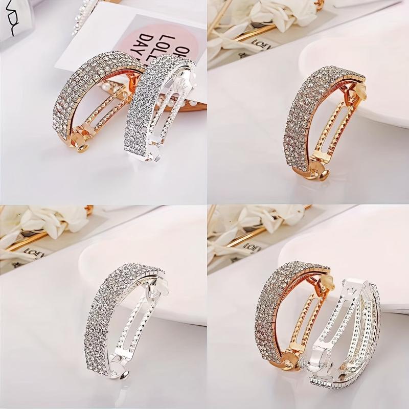 4 Pcs Rhinestone Hair Cuff Barrette Ponytail Holder
