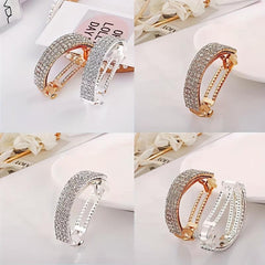 4 Pcs Rhinestone Hair Cuff Barrette Ponytail Holder