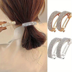 4 Pcs Rhinestone Hair Cuff Barrette Ponytail Holder