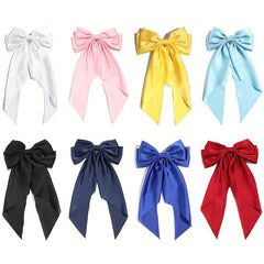 Large Bow Clip Scarf French Barrette Ribbon Hairpin