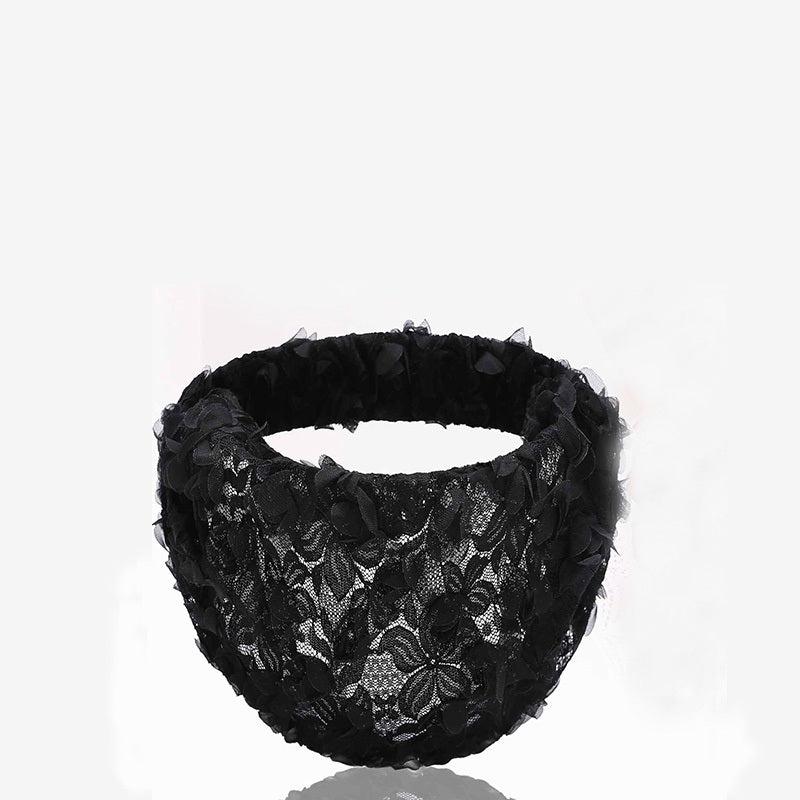 Faux Pearl Headband Lace Hair Band Elastic Turban