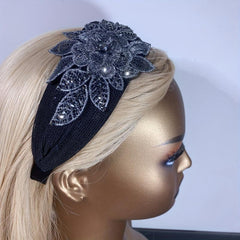 Flower Decor Lace Hair Band Wide Brim Headband Non Slip Headwear