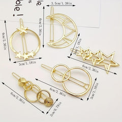 Hollow Pentagram Star Moon Hairpin Hair Clips For Women Girls