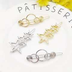 Hollow Pentagram Star Moon Hairpin Hair Clips For Women Girls