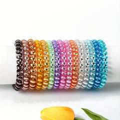 15pcs Glitter Spiral Hair Tie Glossy Elastic Ponytail Hair Rope