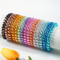 15pcs Glitter Spiral Hair Tie Glossy Elastic Ponytail Hair Rope