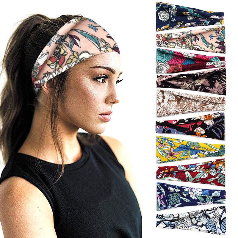 Floral Headband Elastic Hair Band Soft Sweatband Hair Accessory