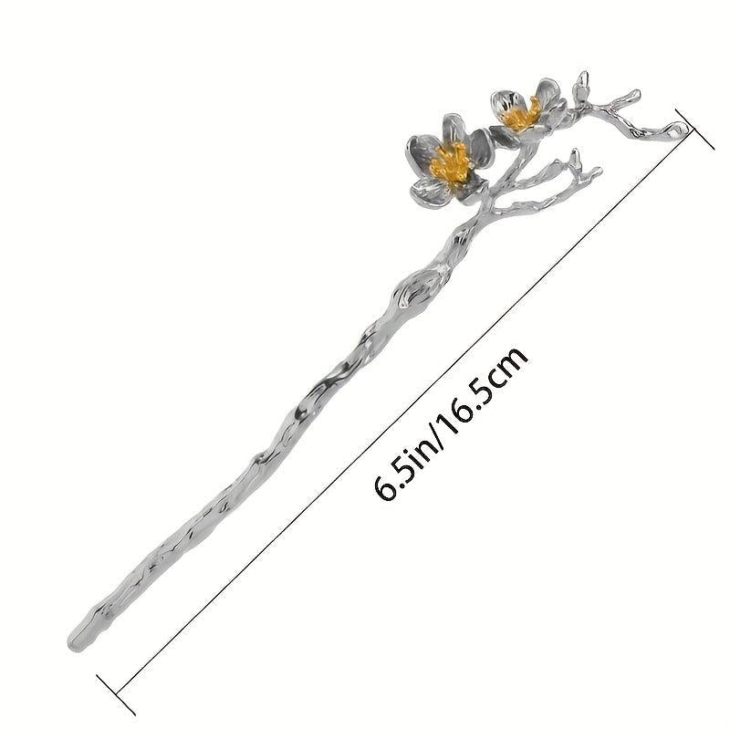Plum Flower Hair Pin Hair Bun Holder Vintage Alloy Hair Styling Accessory