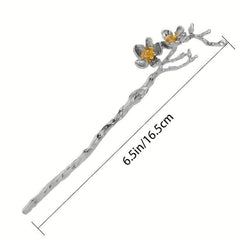 Plum Flower Hair Pin Hair Bun Holder Vintage Alloy Hair Styling Accessory