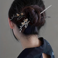 Plum Flower Hair Pin Hair Bun Holder Vintage Alloy Hair Styling Accessory
