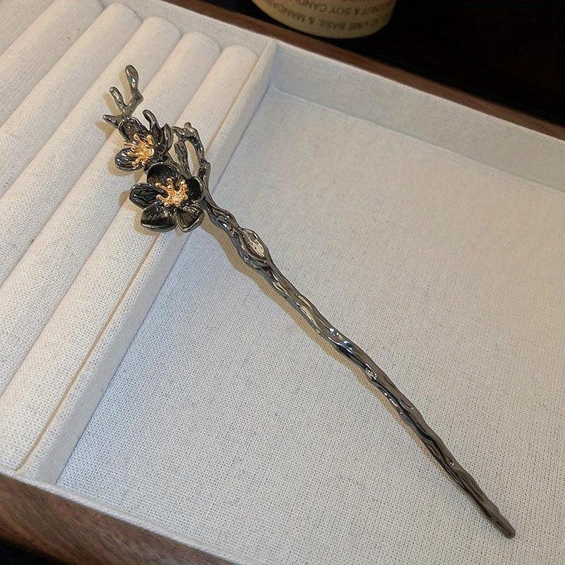 Plum Flower Hair Pin Hair Bun Holder Vintage Alloy Hair Styling Accessory