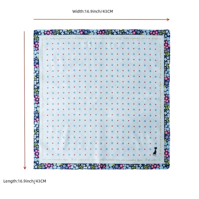 3PCS Women's Printed Handkerchief 60 Counts Colorul Soft Sweat absorbing