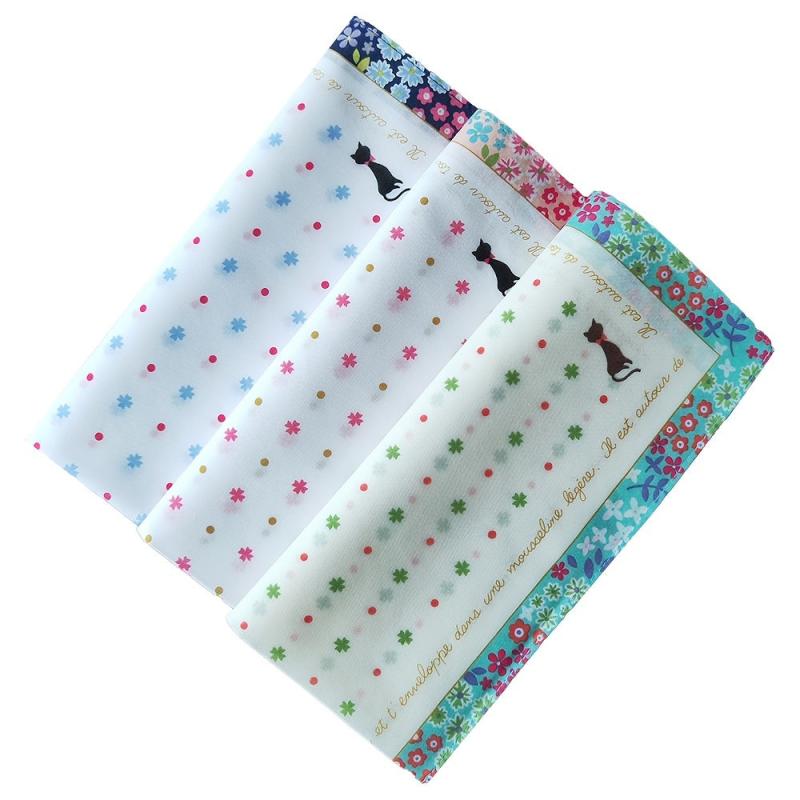 3PCS Women's Printed Handkerchief 60 Counts Colorul Soft Sweat absorbing