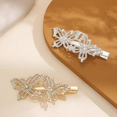 Butterfly Rhinestone Metal Hair Clip Hair Accessories For Women 2pcs