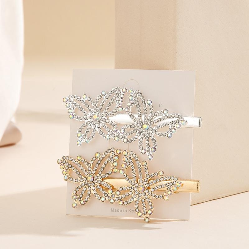 Butterfly Rhinestone Metal Hair Clip Hair Accessories For Women 2pcs