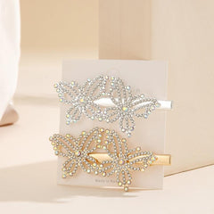 Butterfly Rhinestone Metal Hair Clip Hair Accessories For Women 2pcs