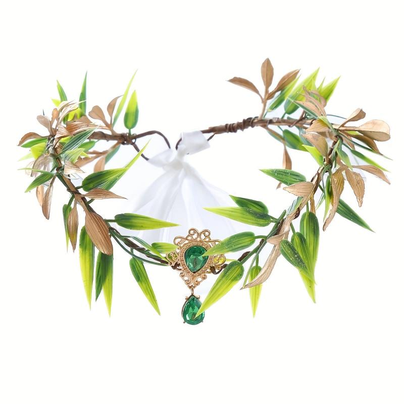Chinese Style Crystal Hair Band Green Wreath Headband