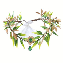 Chinese Style Crystal Hair Band Green Wreath Headband