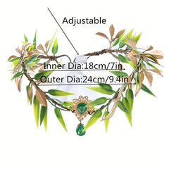 Chinese Style Crystal Hair Band Green Wreath Headband