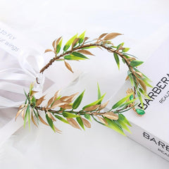 Chinese Style Crystal Hair Band Green Wreath Headband