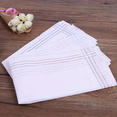 12pcs Striped Handkerchief Plain Casual Hankies Small Square Scarf