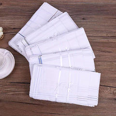 12pcs Striped Handkerchief Plain Casual Hankies Small Square Scarf