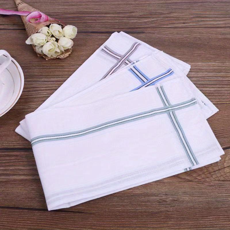 12pcs Striped Handkerchief Plain Casual Hankies Small Square Scarf