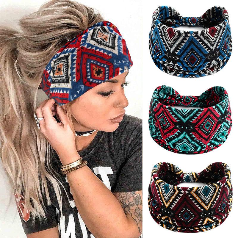 Boho Stretchy Wide Headbands Knot Turban Yoga Sweatband