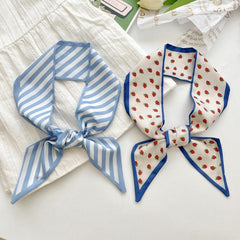 Houndstooth Pattern Hair Scarf Striped Neck Scarf Strawberry Print Headdress
