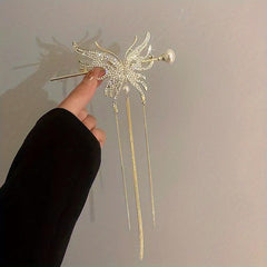 Vintage Tassel Faux Pearl Hairpin Chinese Style Hair Claw Clip