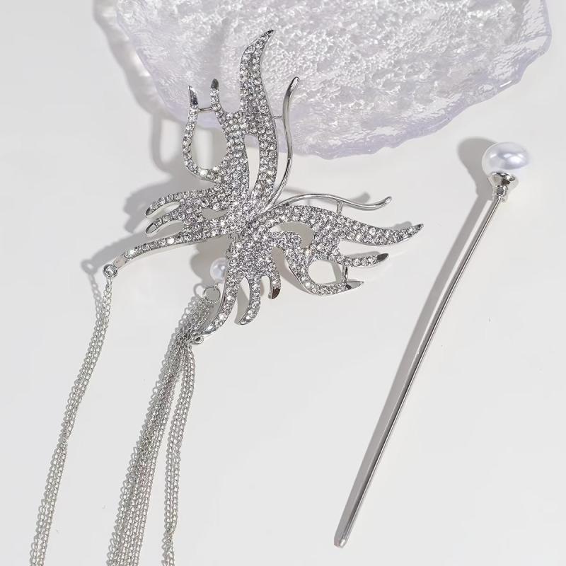 Vintage Tassel Faux Pearl Hairpin Chinese Style Hair Claw Clip