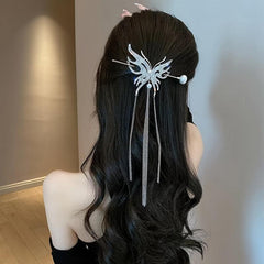 Vintage Tassel Faux Pearl Hairpin Chinese Style Hair Claw Clip
