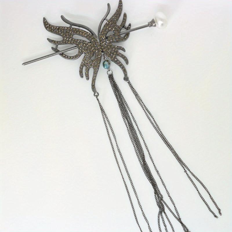 Vintage Tassel Faux Pearl Hairpin Chinese Style Hair Claw Clip