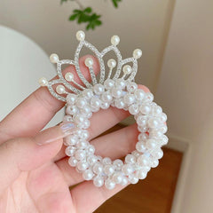 Pearl Crystal Hair Scrunchies for Girls