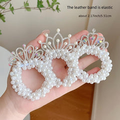 Pearl Crystal Hair Scrunchies for Girls