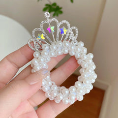 Pearl Crystal Hair Scrunchies for Girls
