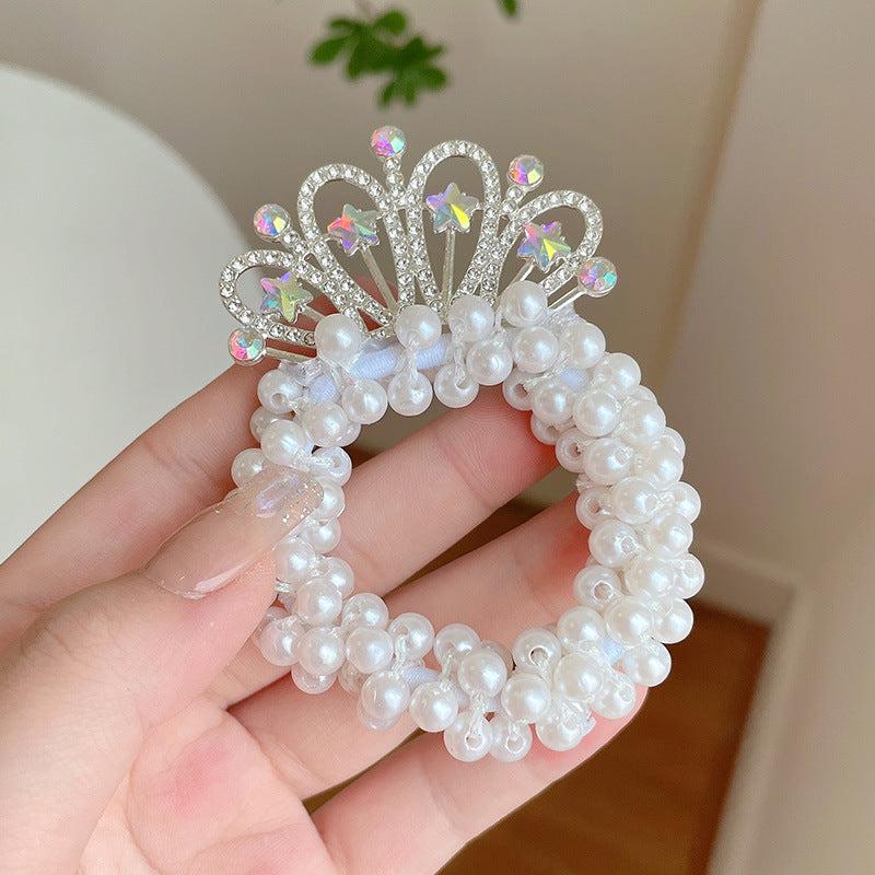 Pearl Crystal Hair Scrunchies for Girls