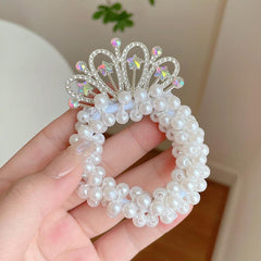 Pearl Crystal Hair Scrunchies for Girls