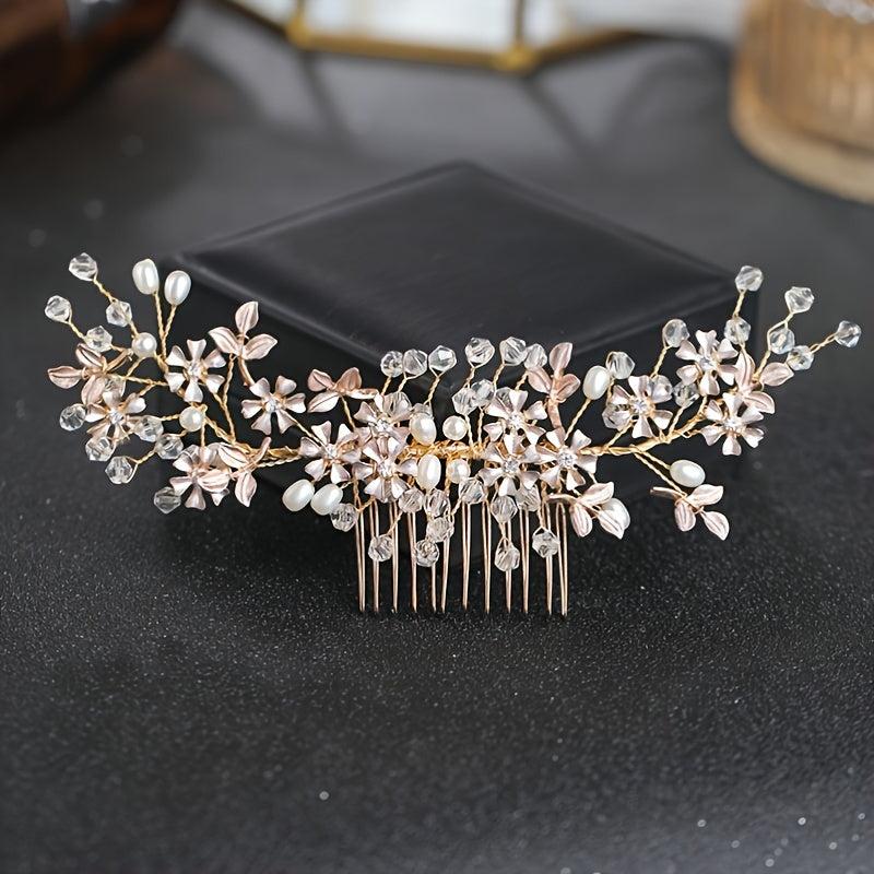 Rhinestone Faux Pearl Hair Comb Wedding Headwear