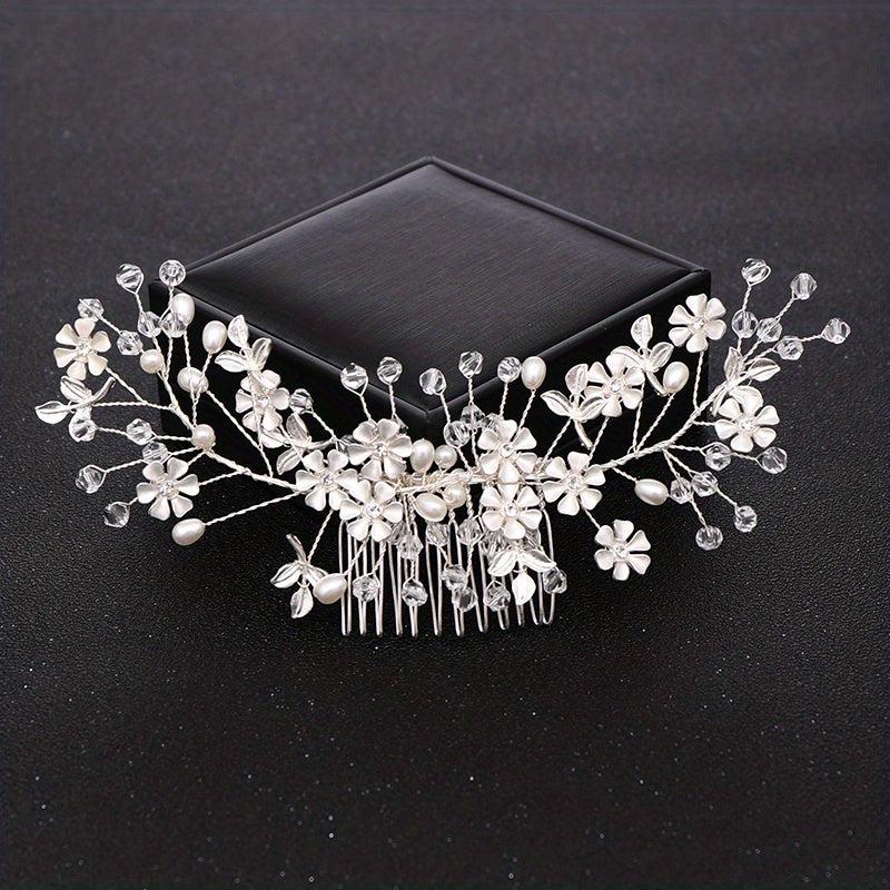 Rhinestone Faux Pearl Hair Comb Wedding Headwear