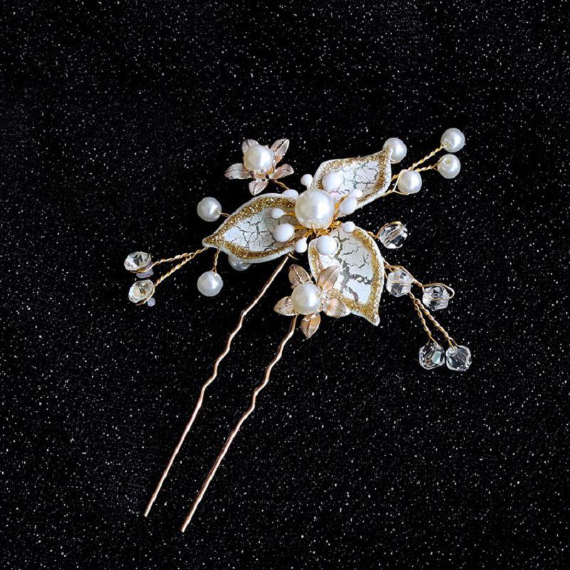 Faux Pearl Bridal Headband Wedding Headpieces Crystal Flower Hair Accessories
