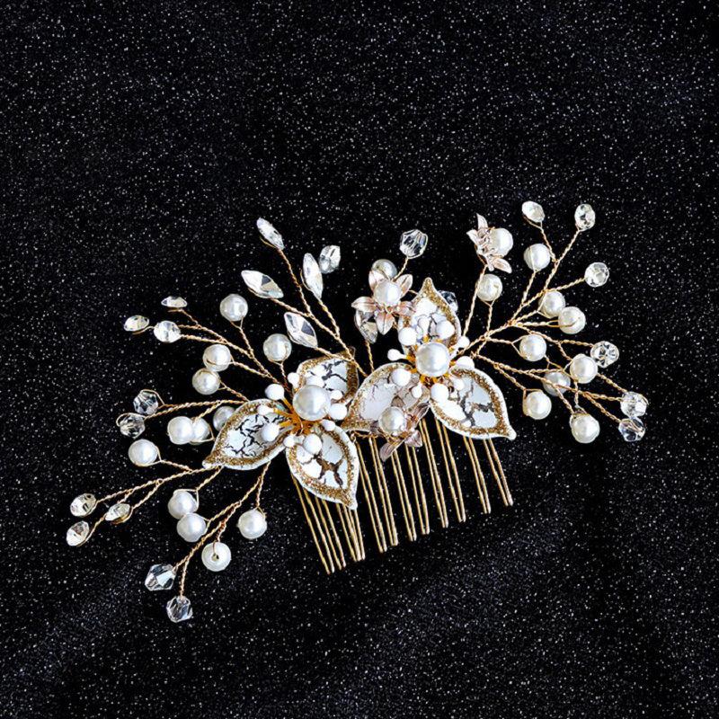 Faux Pearl Bridal Headband Wedding Headpieces Crystal Flower Hair Accessories