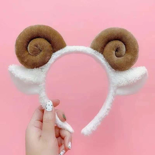 Plush Sheep Horns Hair Band Cute Sheep Lamb Animal Headdress
