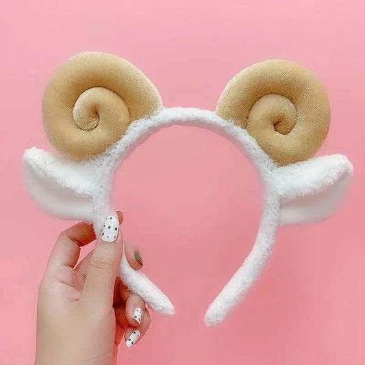 Plush Sheep Horns Hair Band Cute Sheep Lamb Animal Headdress