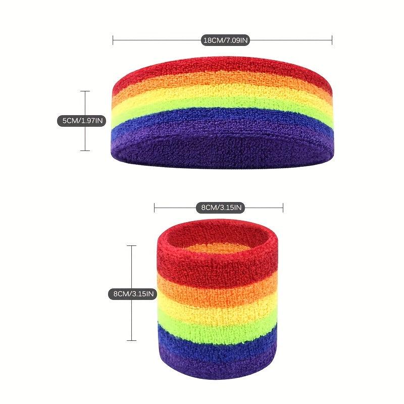 Rainbow Sweat Absorption Headband Stretchy Yoga Fitness Exercise Sweatband