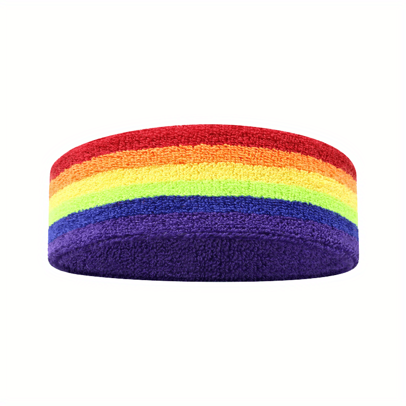 Rainbow Sweat Absorption Headband Stretchy Yoga Fitness Exercise Sweatband